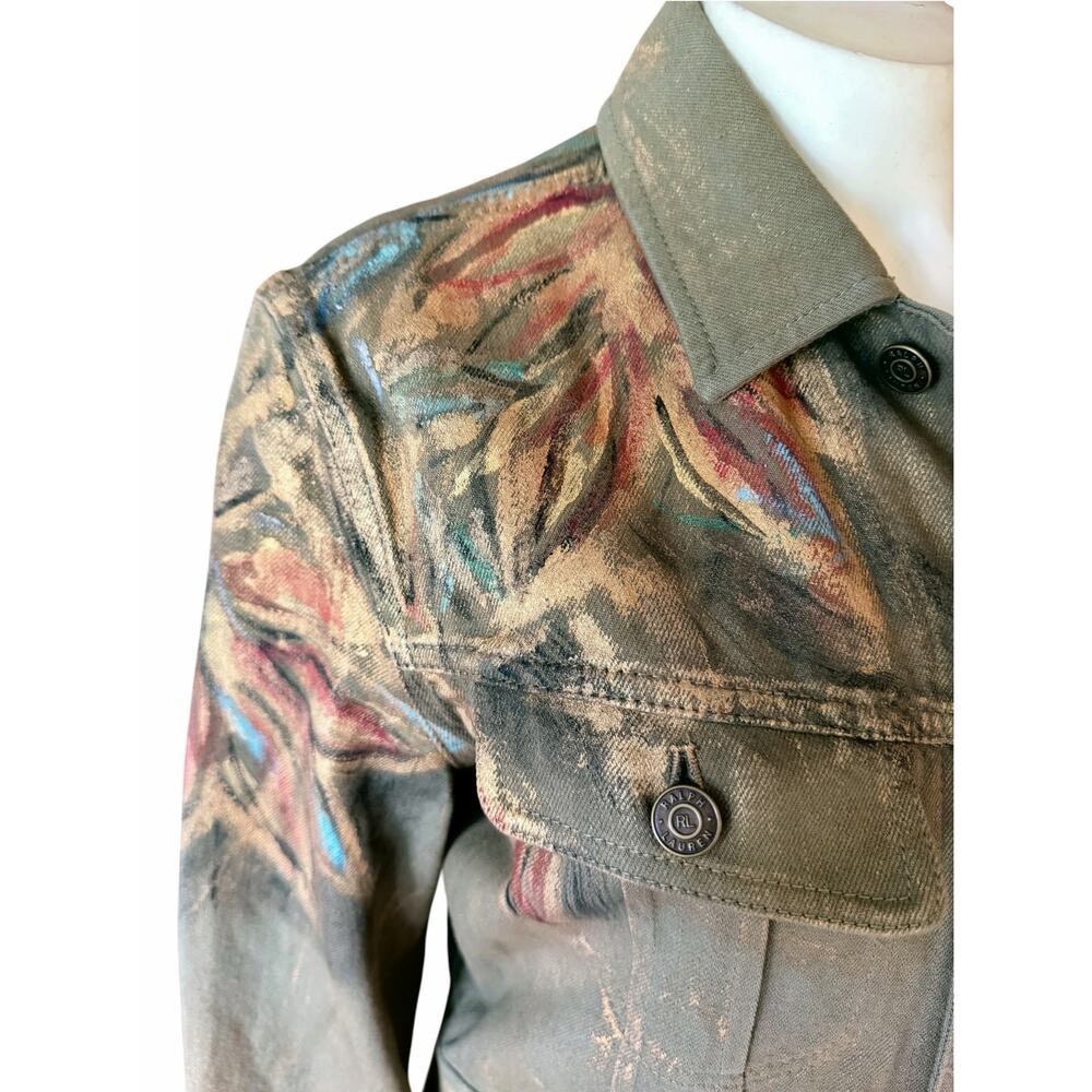 Ralph Lauren Collection Purple Label Bacall Hand Painted Utility Jacket Size 8 - Picture 10 of 16